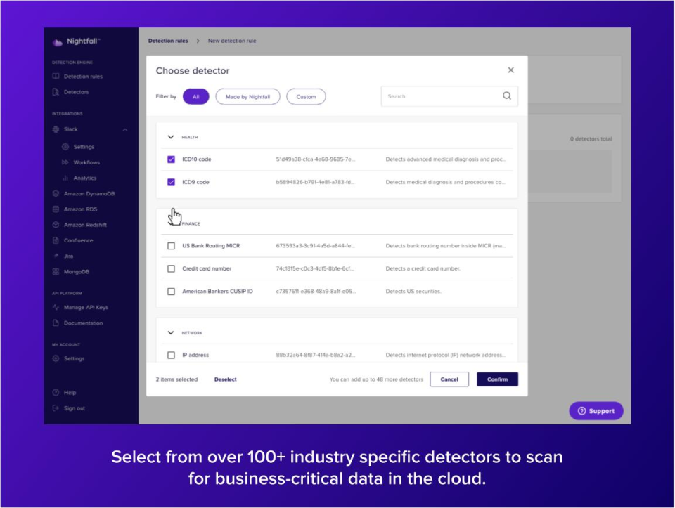 screenshot of Nightfall AI